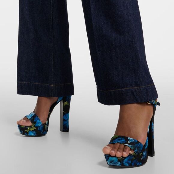 Dolce & Gabbana floral-print gabardine platform sandals size 40 - Picture 2 of 15